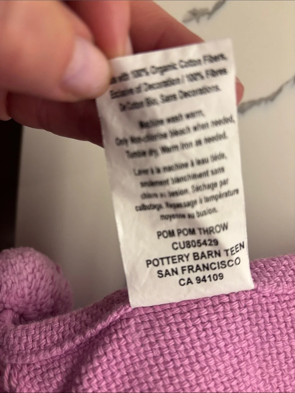 Pottery Barn Teen Pink Pom-Pom Throw Blanket